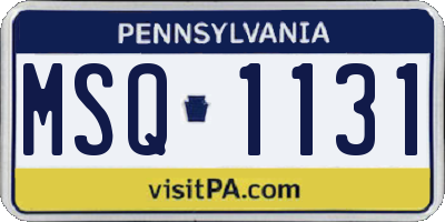 PA license plate MSQ1131