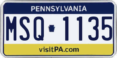PA license plate MSQ1135