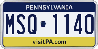 PA license plate MSQ1140