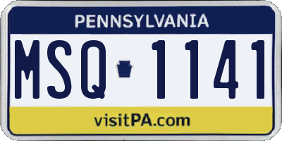PA license plate MSQ1141