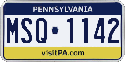 PA license plate MSQ1142