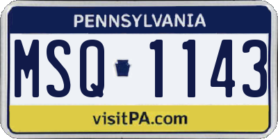 PA license plate MSQ1143