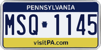 PA license plate MSQ1145