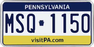 PA license plate MSQ1150