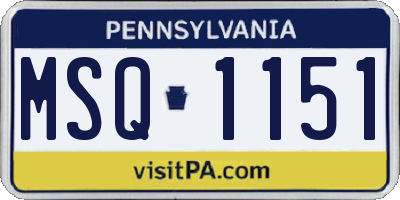 PA license plate MSQ1151