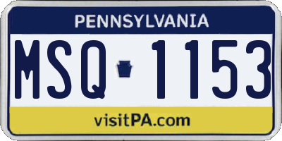 PA license plate MSQ1153
