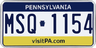 PA license plate MSQ1154