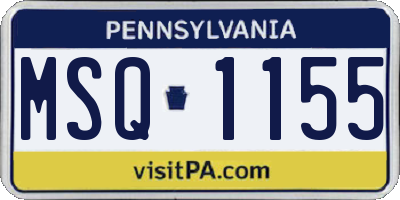 PA license plate MSQ1155