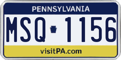 PA license plate MSQ1156