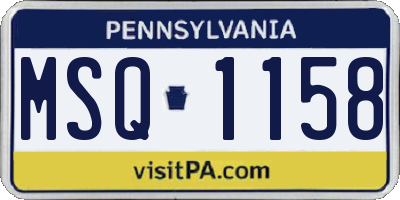 PA license plate MSQ1158