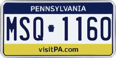 PA license plate MSQ1160