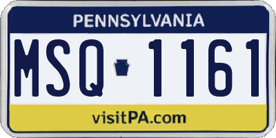 PA license plate MSQ1161