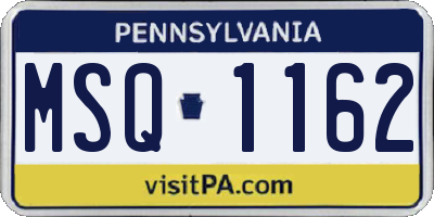PA license plate MSQ1162