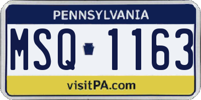PA license plate MSQ1163