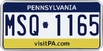PA license plate MSQ1165