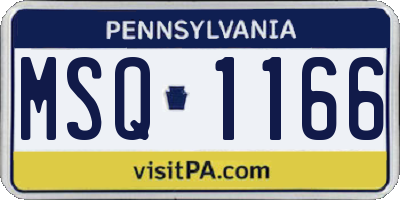 PA license plate MSQ1166