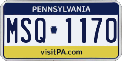 PA license plate MSQ1170