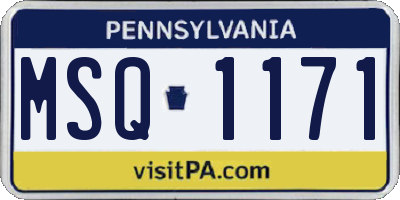 PA license plate MSQ1171