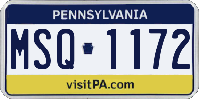 PA license plate MSQ1172
