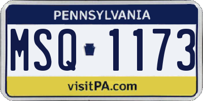 PA license plate MSQ1173