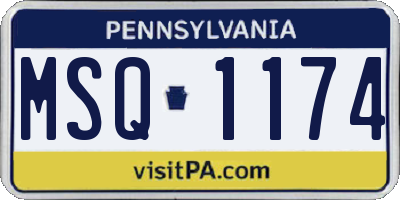 PA license plate MSQ1174