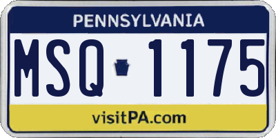 PA license plate MSQ1175