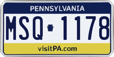 PA license plate MSQ1178