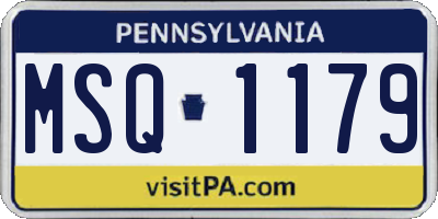PA license plate MSQ1179