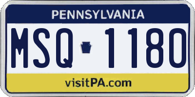 PA license plate MSQ1180