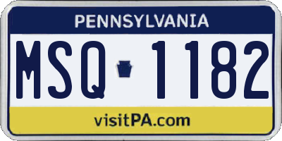 PA license plate MSQ1182