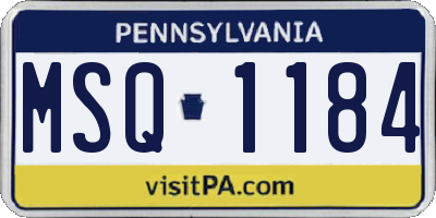 PA license plate MSQ1184
