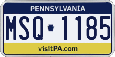 PA license plate MSQ1185