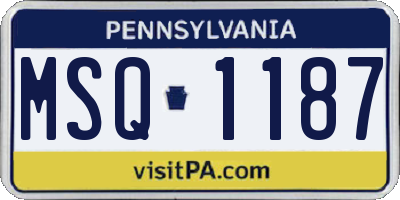 PA license plate MSQ1187