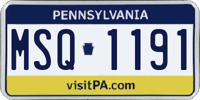 PA license plate MSQ1191
