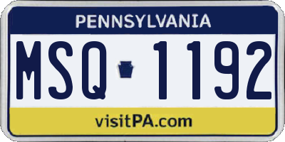 PA license plate MSQ1192