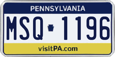 PA license plate MSQ1196