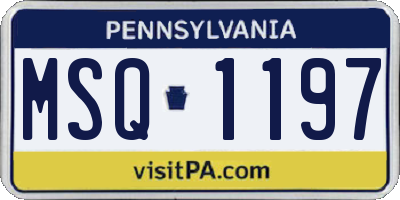 PA license plate MSQ1197