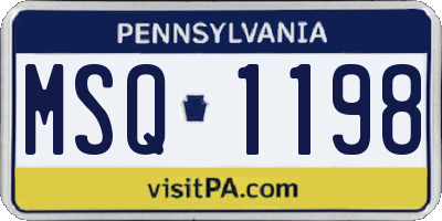 PA license plate MSQ1198