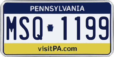 PA license plate MSQ1199
