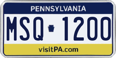 PA license plate MSQ1200