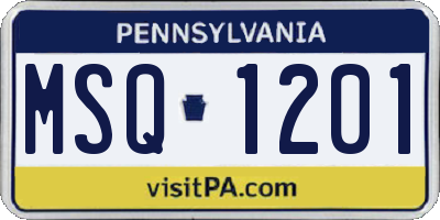 PA license plate MSQ1201