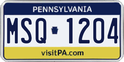 PA license plate MSQ1204