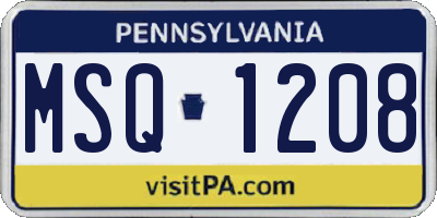 PA license plate MSQ1208