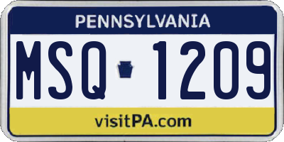 PA license plate MSQ1209
