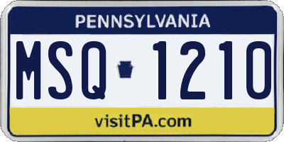 PA license plate MSQ1210