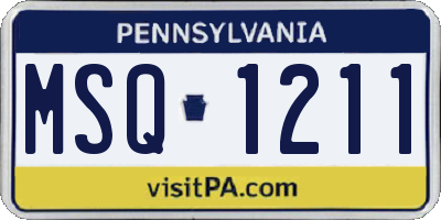 PA license plate MSQ1211