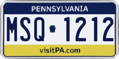 PA license plate MSQ1212