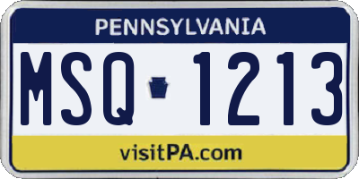 PA license plate MSQ1213