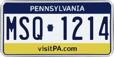 PA license plate MSQ1214