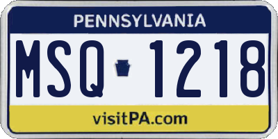 PA license plate MSQ1218